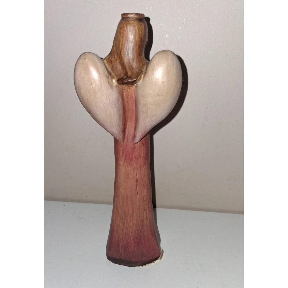 Rustic Resin Angel Figurine Holding Dove – 7.25